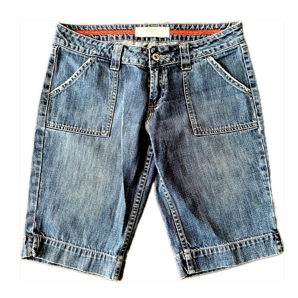 BAYO Low Rise Blue Denim Bermuda Shorts Dark Wash Size 4R
